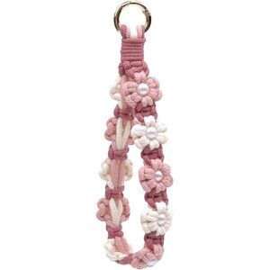 Boho Macrame Keychain Wristlet Handmade Cotton Floral Key Holder for Women